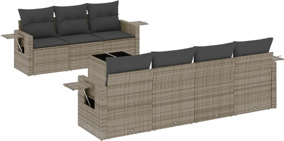 vidaXL Set canapele de grădină cu perne, 8 piese, gri, poliratan