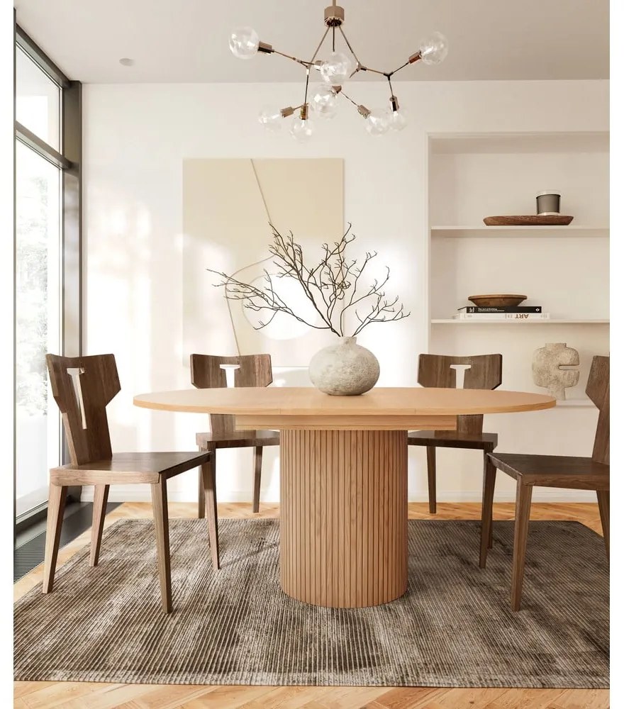 Masă de dining rotundă extensibilă cu aspect de lemn de stejar ø 115 cm Malaga – Bonami Selection
