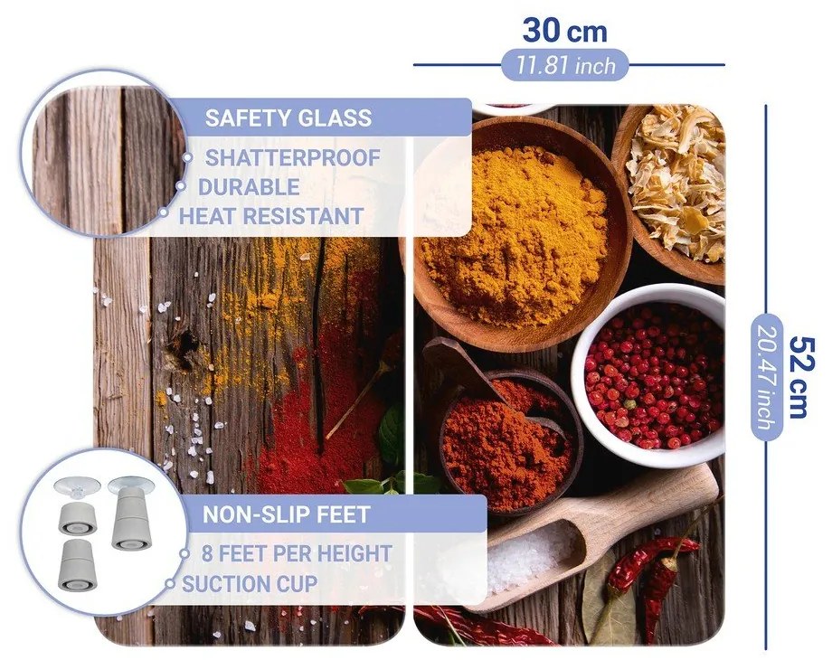 Set 2 protecții din sticlă pentru aragaz Wenko Spices, 52 x 30 cm