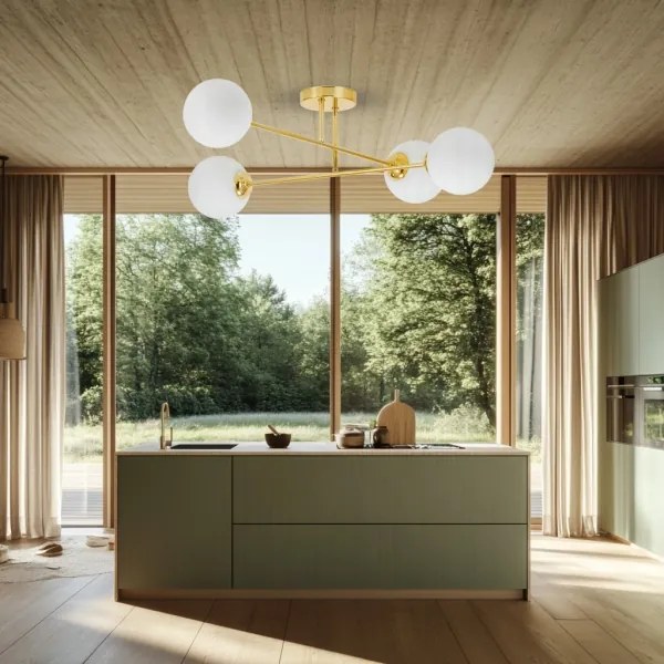 Lustră pe tijă 4xE27/35W/230V d. 70 cm auriu