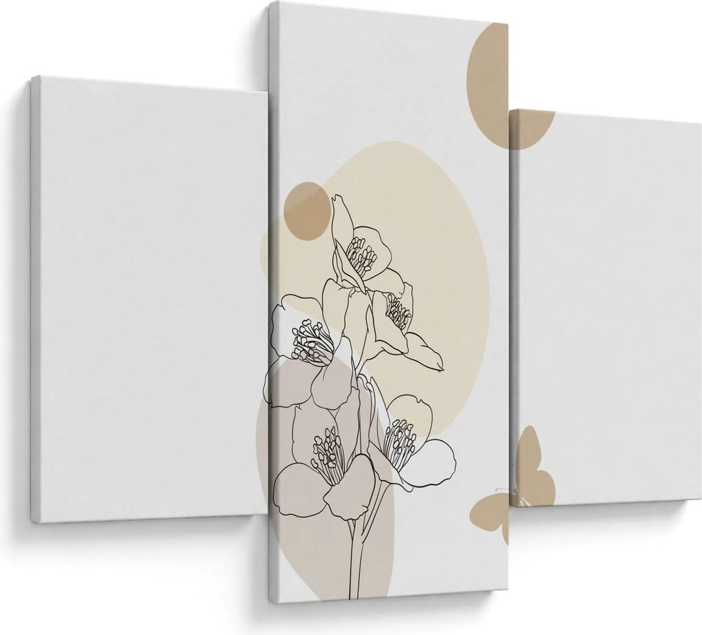 Tablou - Flori bej cu fluture N⁰4 (90x60 cm)