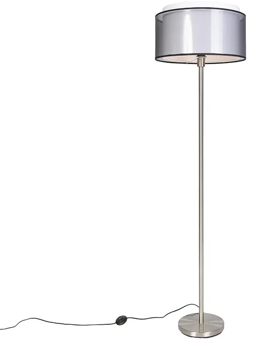 Lampă de podea de design din oțel cu abajur negru și alb 47 cm - Simplo