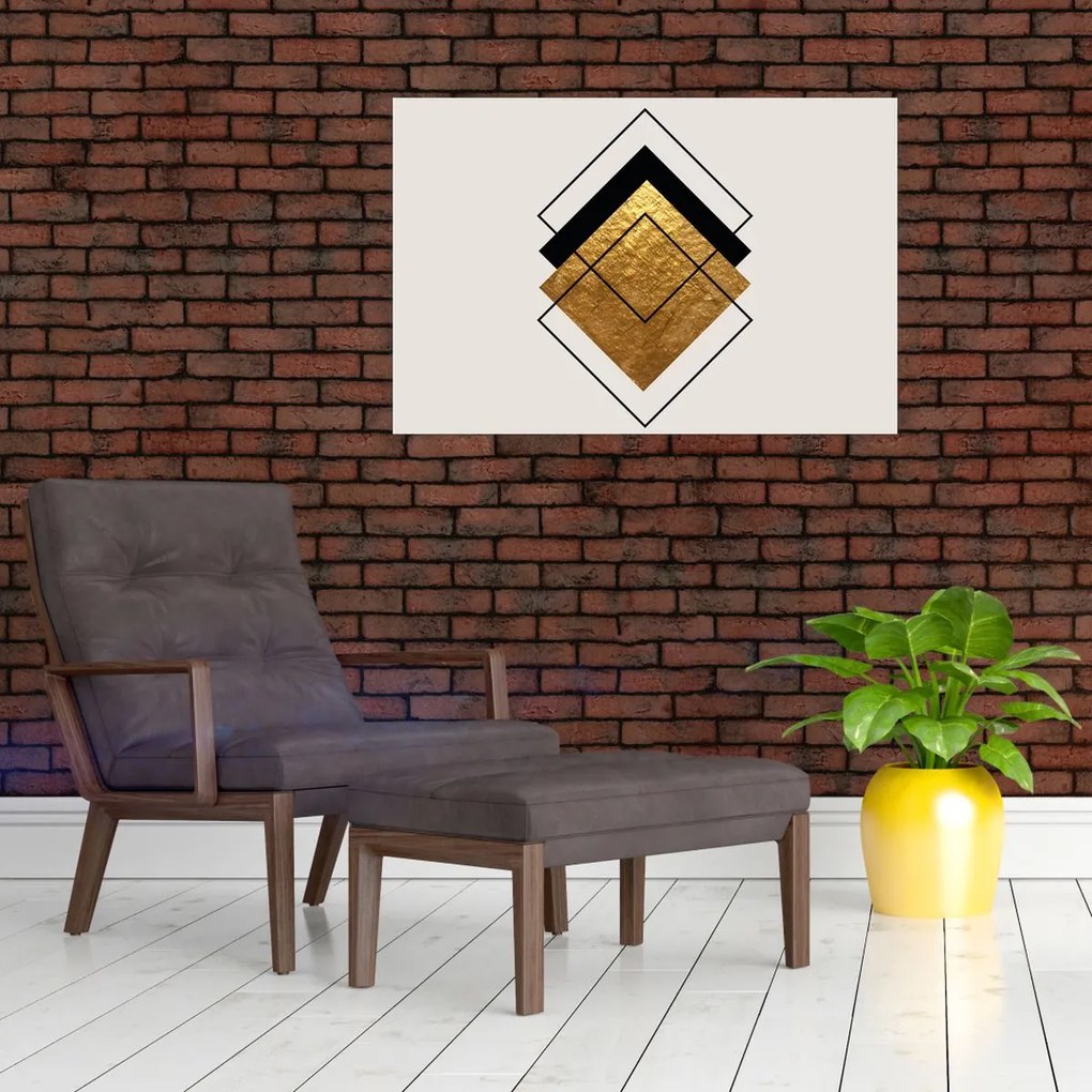 Tablou - Abstracție de aur și alb N⁰1 (90x60 cm)