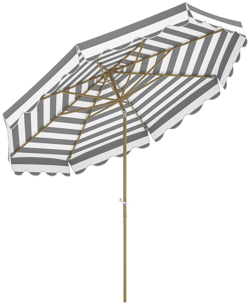 Outsunny Umbrelă de gradina exterioară umbrelă înclinabilă octogonală cu manivelă material 180 g/m² Ø 2,7 x 2,4 m gri deschis | Aosom Romania