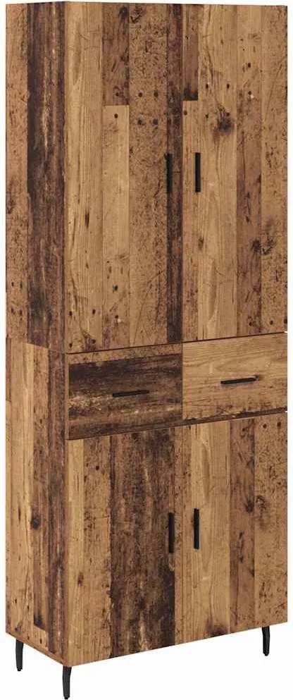 vidaXL Bufet cu sertar 2 pcs Lemn Vechi Lemn Stratificat și Sticlă