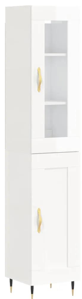 3199475 vidaXL Dulap înalt, alb extralucios, 34,5x34x180 cm, lemn prelucrat