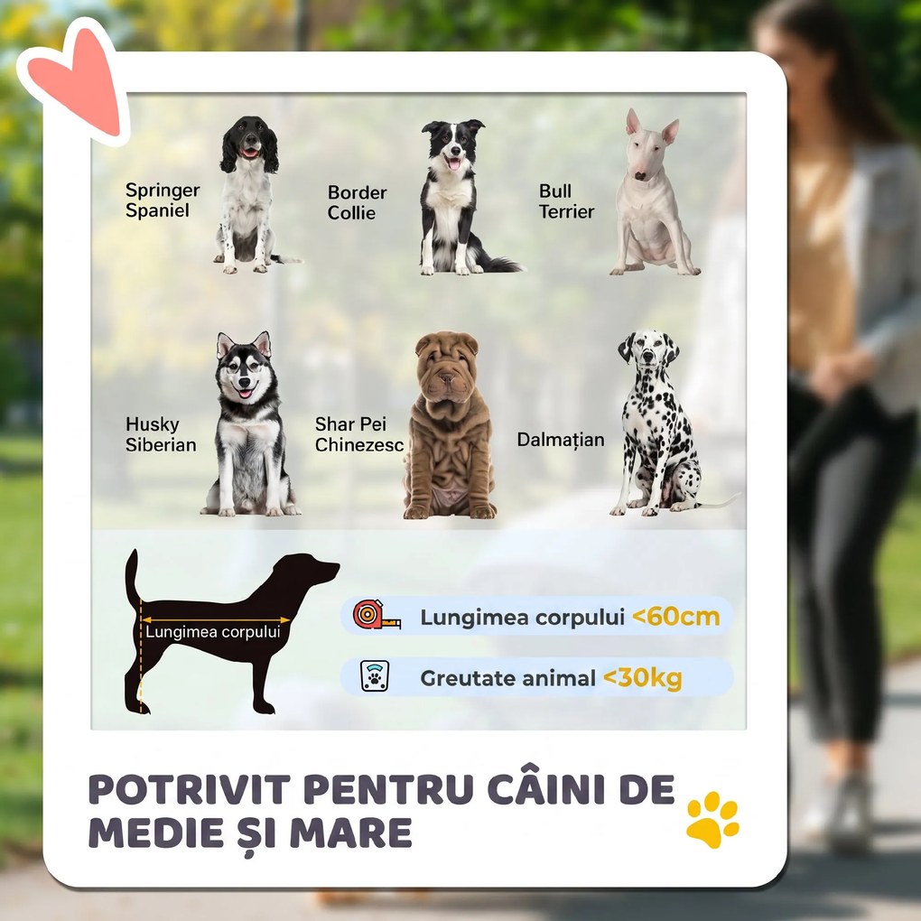 PawHut Cărucior Pliabil pentru Câini cu 4 Roți, Intrări cu Fermoar și Ferestre din Plasă, 112x65x100 cm, Negru | Aosom Romania