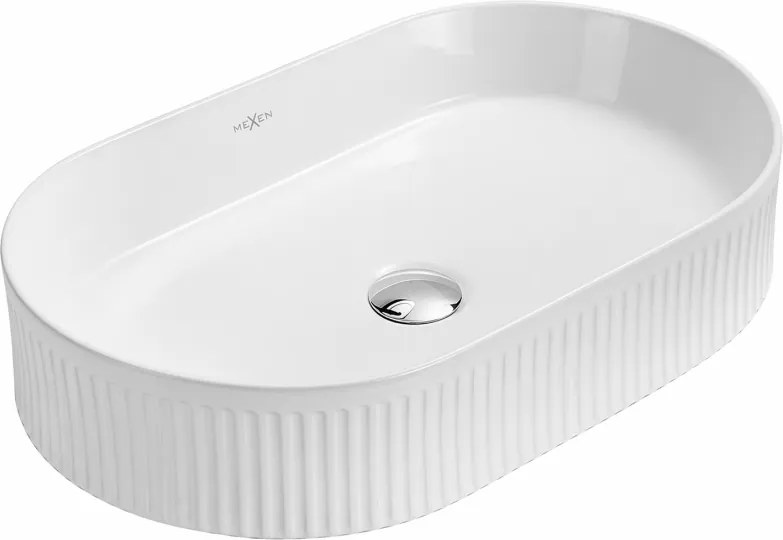 Mexen Grovo chiuvetă deasupra blatului canelată 57 x 36 cm, albă - 22305700