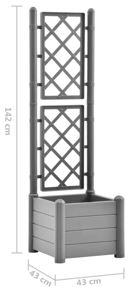 Jardiniera de gradina cu spalier, gri piatra, 43x43x142 cm, PP 1, Gri, 43 x 43 x 142 cm
