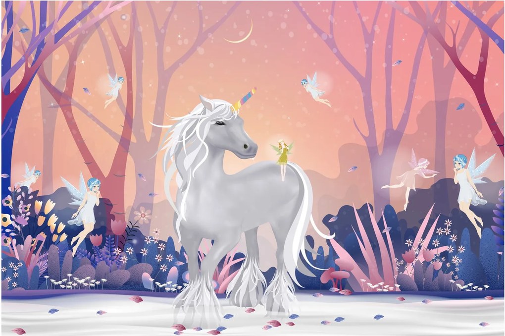 Tablou - Unicorn în pădurea fermecată (90x60 cm)