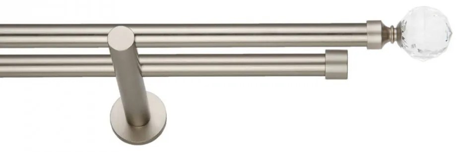Galerie dubla KULA CRISTAL PICIOR UNIVERSAL- dubla fara inele 19/19 - CROM MAT (Alege marime: 320 cm)