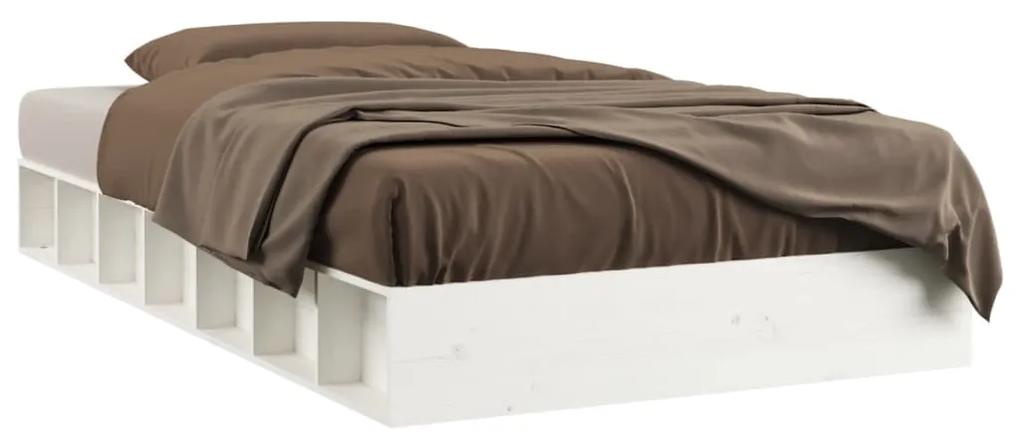 820692 vidaXL Cadru de pat, alb, 90x200 cm, lemn masiv