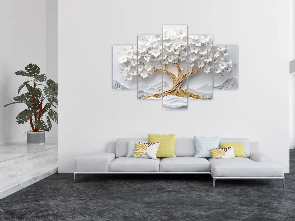 Tablou – Arborele vieții 3D plin de flori (150x105 cm)