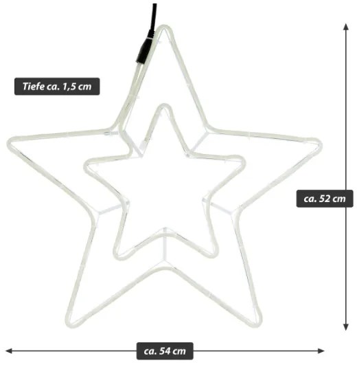 Stea dublă de Crăciun 55 cm, 360 LED