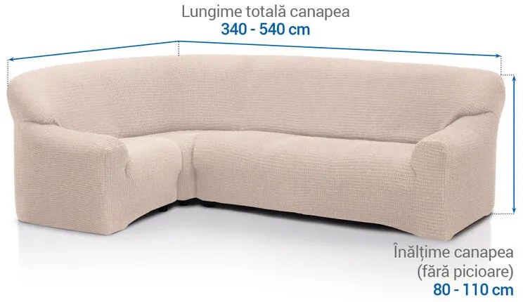 Huse super elastice RUBINIA smântânii colțar (l. 340 - 540 cm)