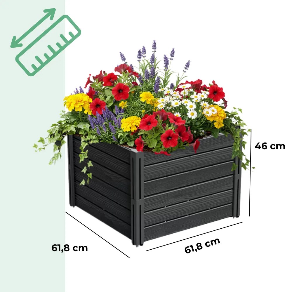 Strat înălțat BASE PLANT, 61x61x46cm, antracit Prosperplast