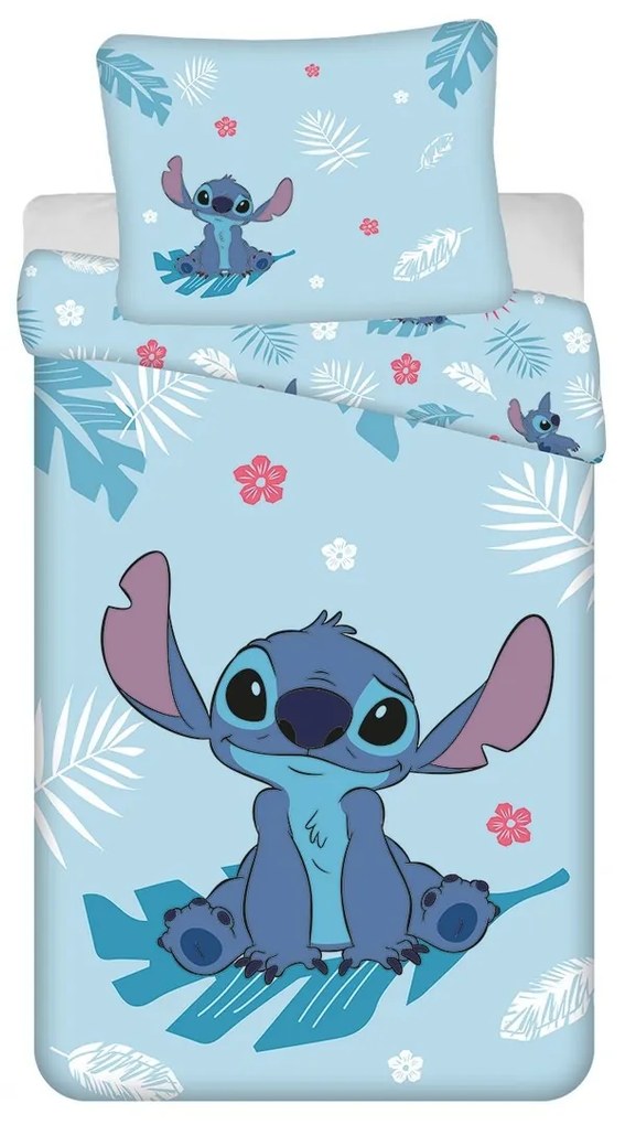 Jerry Fabrics Lenjerie de pat din bumbac Lilo and Stitch Blue, 140 x 200 cm, 70 x 90 cm