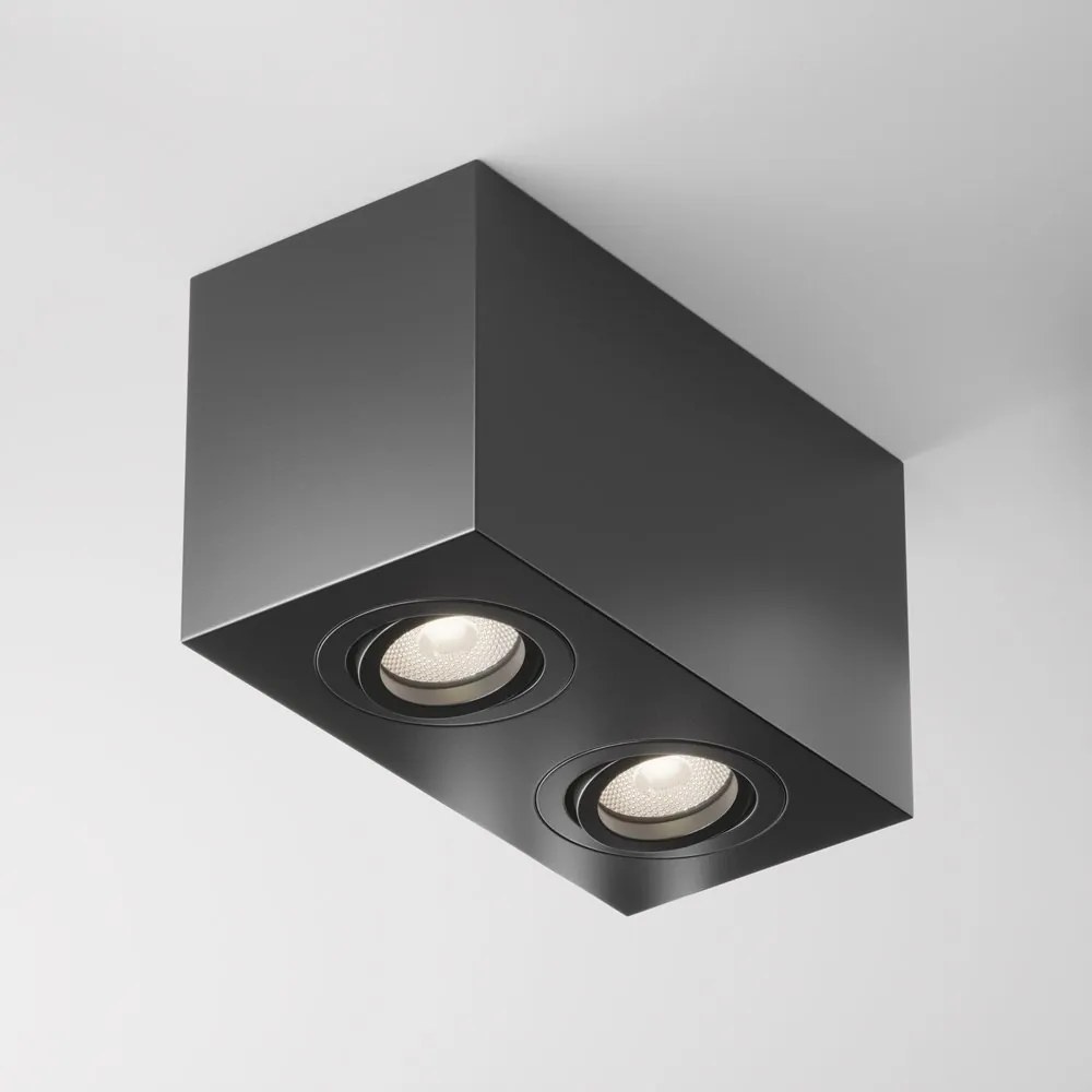 Plafoniera cu 2 spoturi design tehnic Atom negru