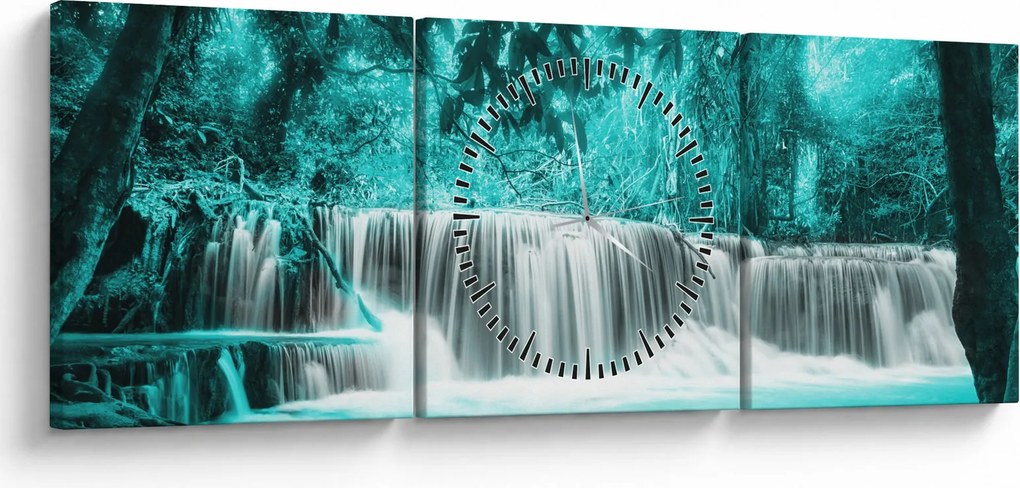 Tablou - Cascada albastră (cu ceas) (90x30 cm)