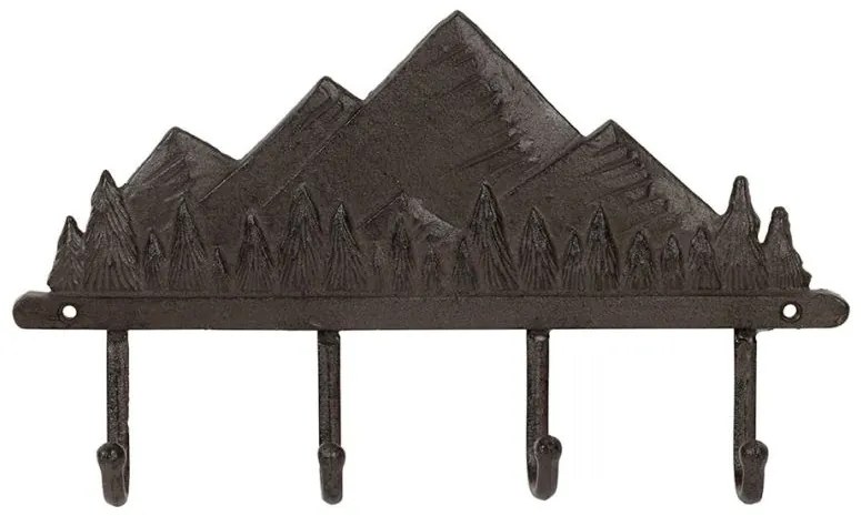 Cuier din fonta, negru, 4 agatatoare, Montagne Brown