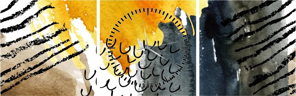 Tablou - Acuarelă abstractă (cu ceas) (90x30 cm)