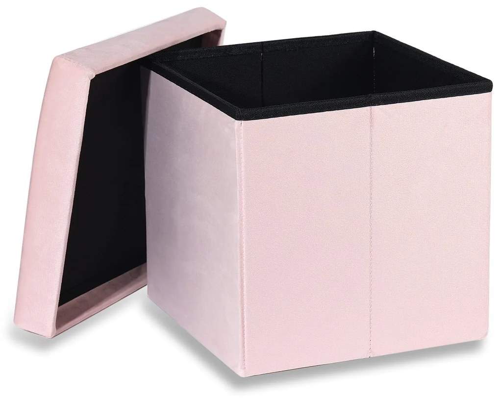 Taburet pliabil roz CUBEXO VELVET M