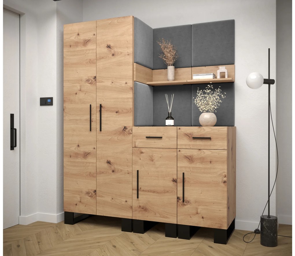 Set mobilier pentru hol Amanda 7 (Stejar artisan + gri închis). 1085914
