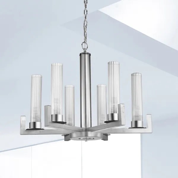 Lustră pe lanț RAGGIO 6xE14/25W/230V argintie Kolarz 6009.80650