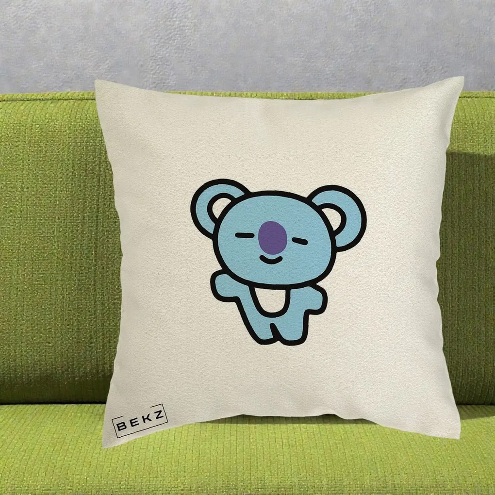 Perna Personalizata BT21 Koya Kawaii, 40x40 cm, Ecru, Husa Detasabila, Perna Inclusa, BEKZ®
