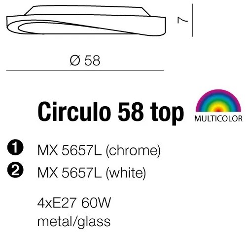 Lustra aplicata design modern 58cm Circulo Top chrom