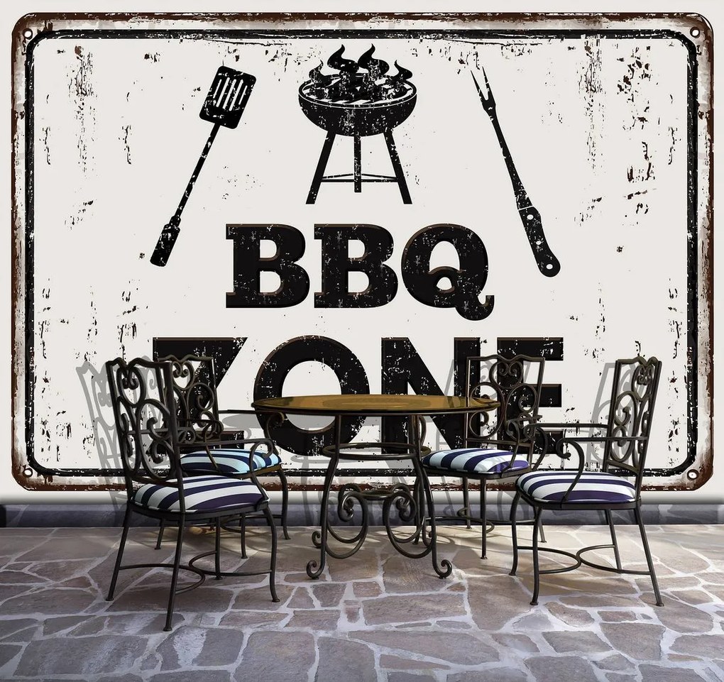 Fototapet - BBQ Zone - inscripție (254x184 cm)