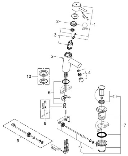 GROHE 32204001 - Baterie pentru lavoar CONCETTO DN 15, crom lucios