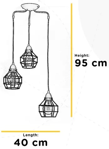 Lustră pe cablu ONLI SPIDER 3xE27/15W/230V negru/maro