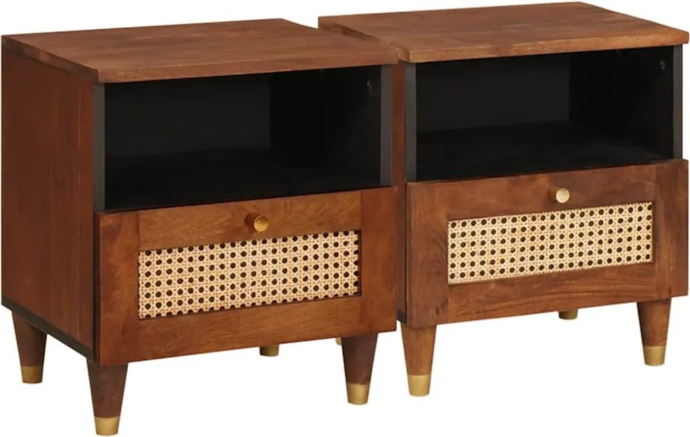 vidaXL Dulap de noapte 2 pcs Maro 40 x 33 x 46 cm Lemn masiv de acacia
