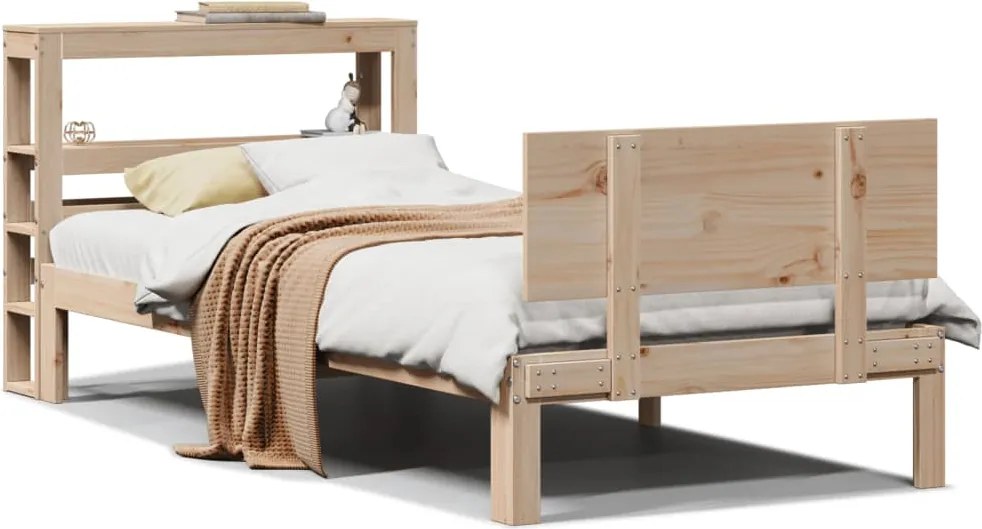 vidaXL Cadru de pat cu tăblie, 75x190 cm, lemn masiv de pin