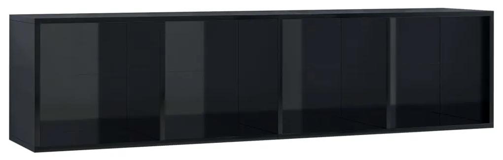 Biblioteca Comoda TV, negru extralucios, 143x30x36 cm 1, negru foarte lucios