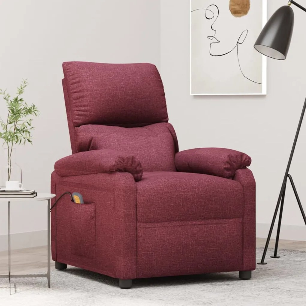 342462 vidaXL Fotoliu de masaj, roșu vin, material textil