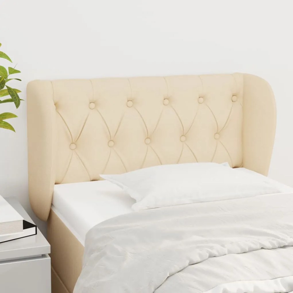 vidaXL Tăblie de pat cu aripioare crem 83x23x78/88 cm material textil