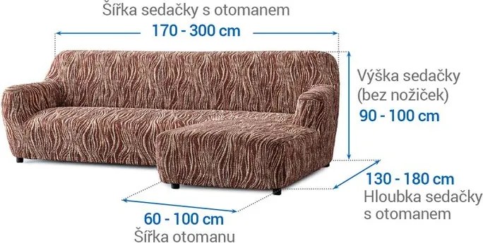 Gaico Huse bielastice UNIVERSO NOU dungi maro canapea cu otoman dreapta (l. 170 - 300 cm)