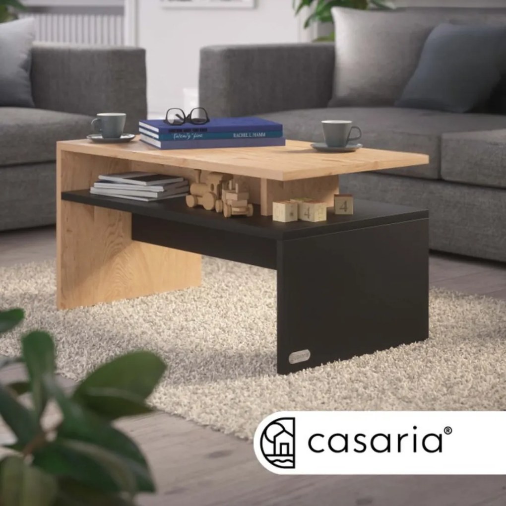 Măsuță de cafea SACRAMENTO, 95x55x50cm, maro/gri Casaria