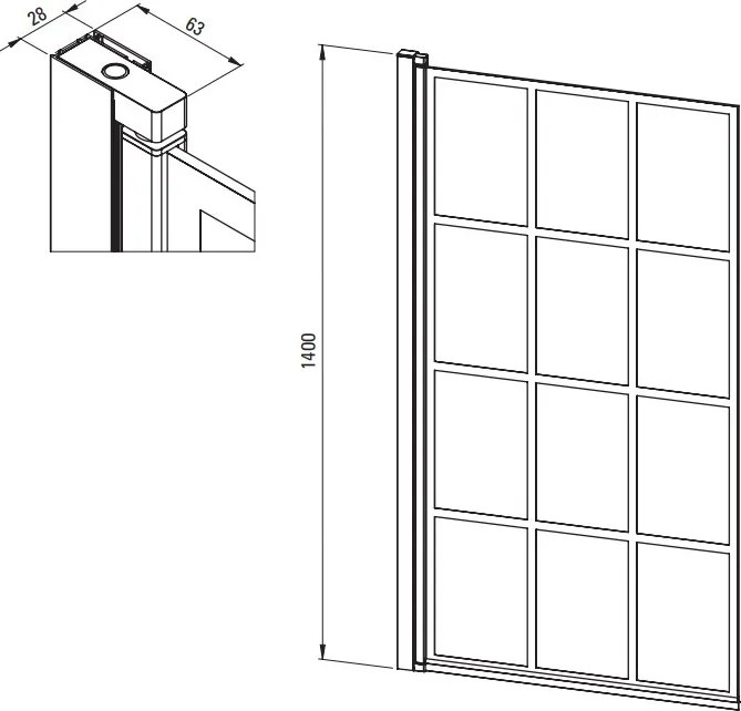 Paravan pentru cadă 80x140 cm finisaj negru KTJ_N72P