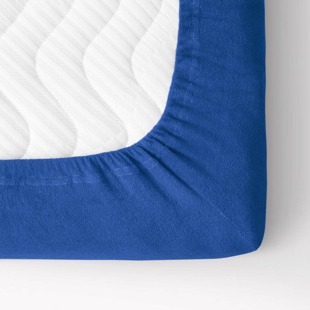 Goldea cearceafuri de pat din terry cu elastic - albastru închis 200 x 200 cm