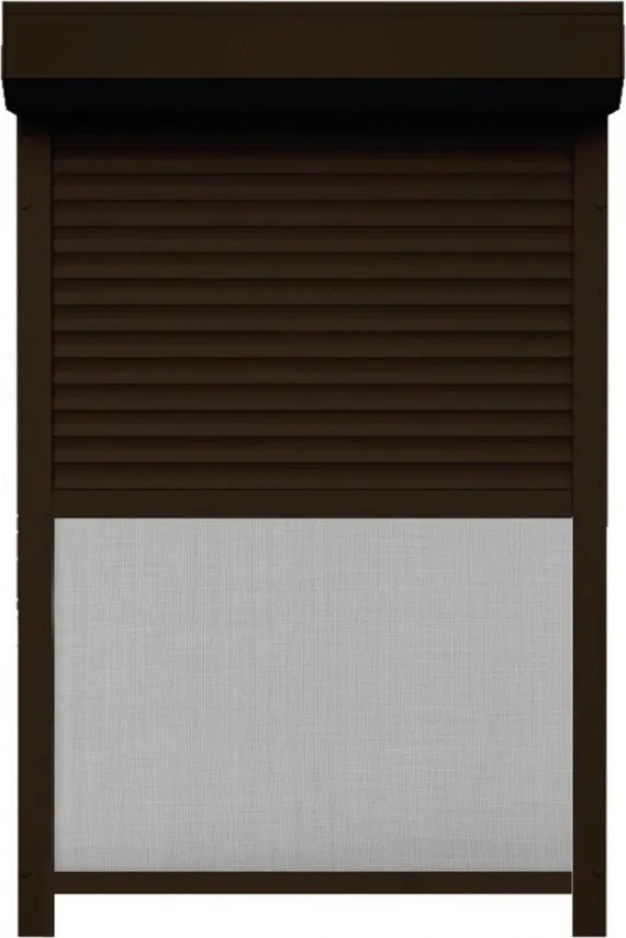 Rulou Exterior Aluminiu Maro Închis cu Plasă Insecte – Acționare Manuală