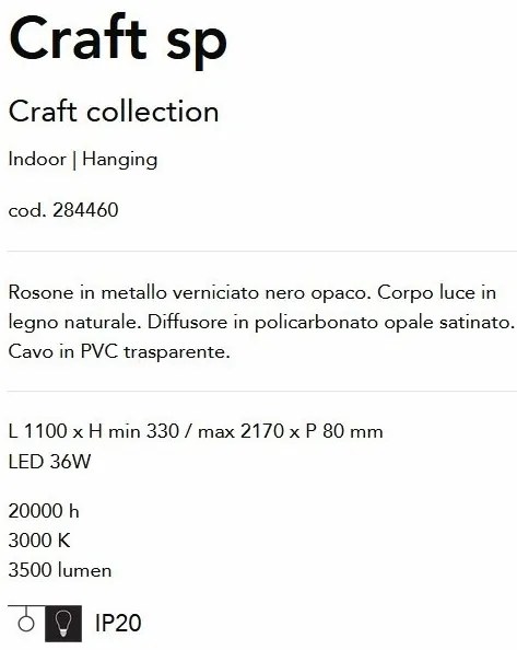 Lustra LED suspendata design natural lemn Craft sp