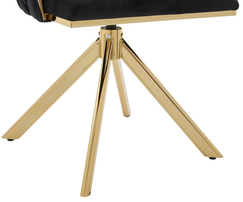 Set de 2 scaune pivotante din catifea, Negru | Aosom Romania