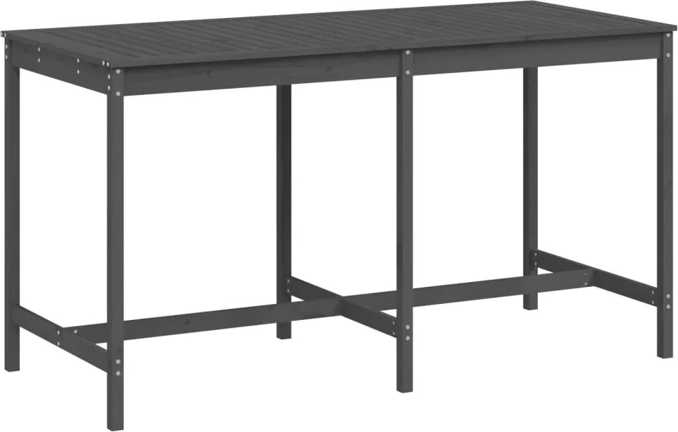 vidaXL Masă de grădină, gri, 203,5x90x110 cm, lemn masiv de pin