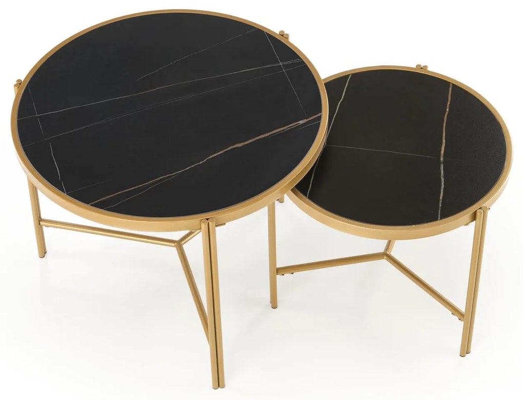 Set 2 buc. măsuțe de cafea Fantoma (marmură negru + auriu). 1092440