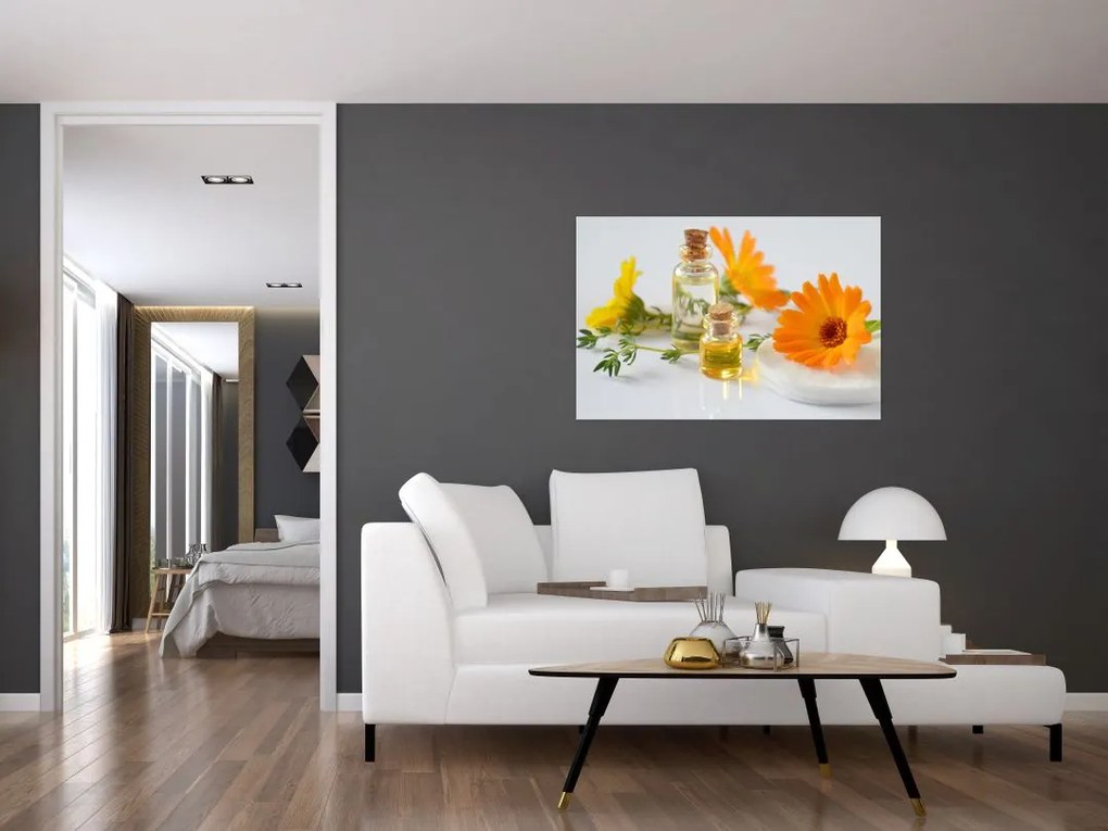 Tablou cu flori portocalii (90x60 cm)
