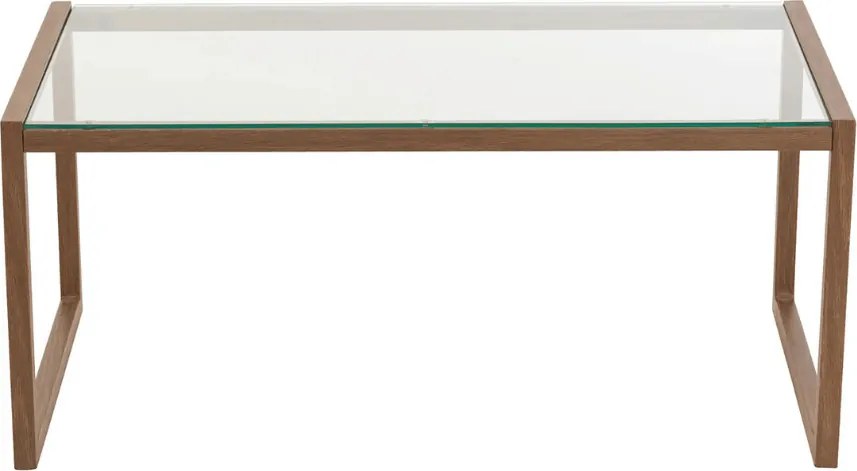 Masuta de cafea NATURELE cu blat de sticla 90x50 cm, maro inchis