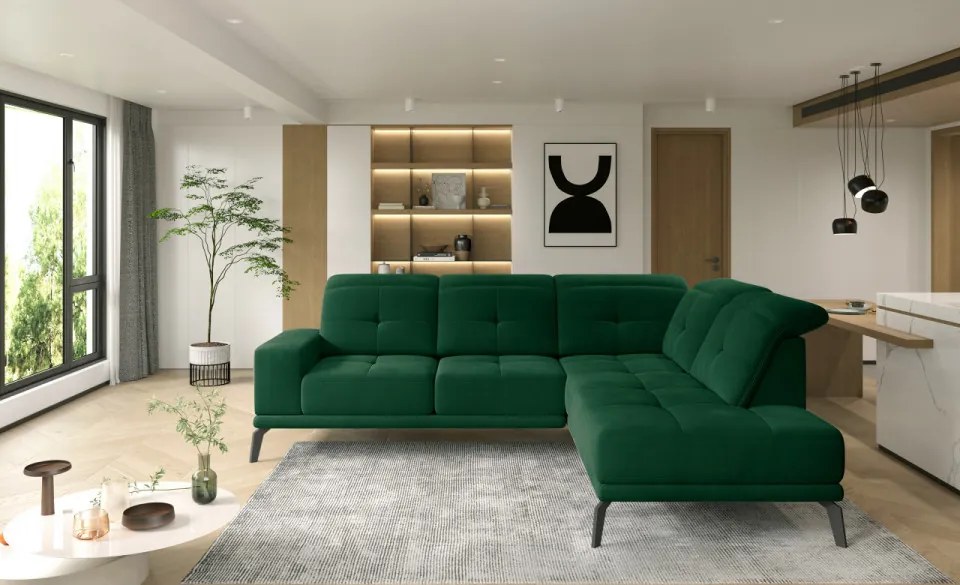 Coltar tapitat, 275x77x200 cm, Theodore R02, Eltap (Culoare: Verde - Lukso 35)